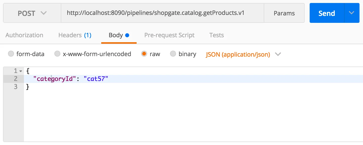 “getProducts Pipeline Call”